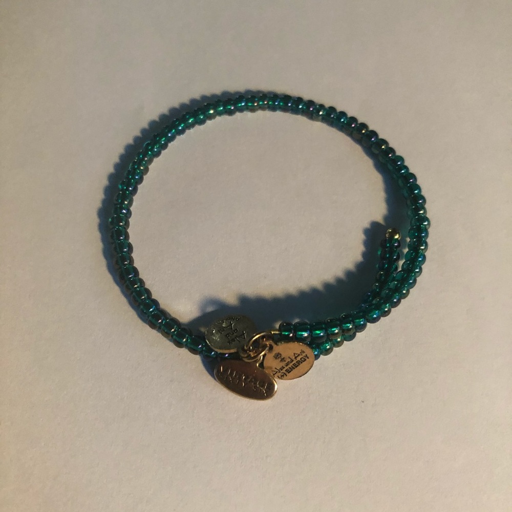 Alex and Ani vintage 66 teal beaded bracelet